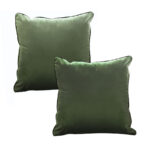2x 45cm Subtle Army Green Foliage Velvet Square Throw Pillow