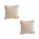 2x 45cm Throw Pillow Latte Color Chenille Textured with Tassels Square Cozy Decor