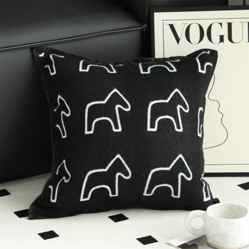 2x 45cm Throw Pillow Black Teddy Fleece Square Pony Decorative Cushion for Living Room - Image 2
