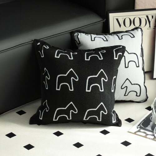 2x 45cm Throw Pillow Black Teddy Fleece Square Pony Decorative Cushion for Living Room - Image 3