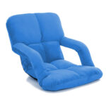 Folding Lounge Cushion Adjustable Floor Lazy Recliner Chair with Armrest Blue