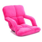 Folding Lounge Cushion Adjustable Floor Lazy Recliner Chair with Armrest Pink