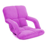 Folding Lounge Cushion Adjustable Floor Lazy Recliner Chair with Armrest Purple