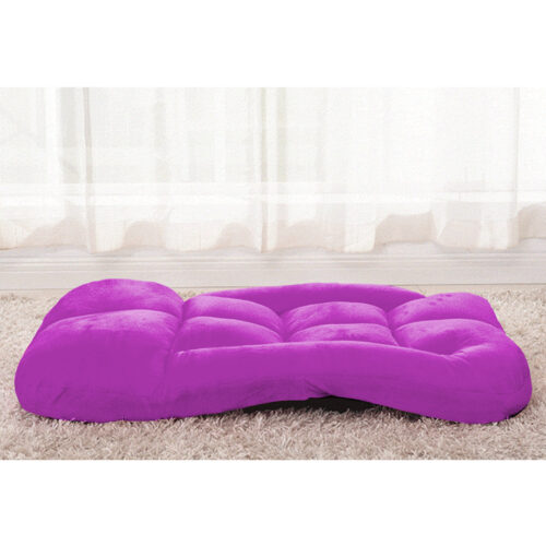 Folding Lounge Cushion Adjustable Floor Lazy Recliner Chair with Armrest Purple - Image 7