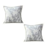 2x 45cm Throw Pillow Cream White Wide Border with Branch Pine Needle Pattern Decor