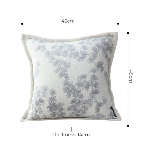 2x 45cm Throw Pillow Cream White Wide Border with Branch Pine Needle Pattern Decor - Image 3