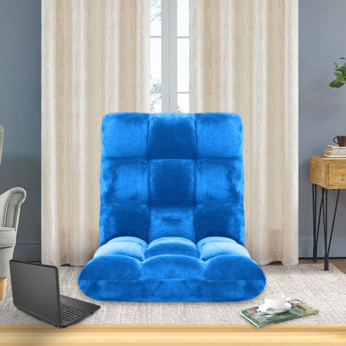 Floor Recliner Folding Lounge Sofa Futon Couch Folding Chair Cushion Blue - Image 5