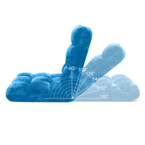Floor Recliner Folding Lounge Sofa Futon Couch Folding Chair Cushion Blue - Image 7
