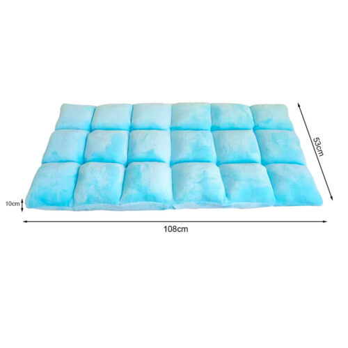Floor Recliner Collapsible Lounge Sofa Couch Folding Chair Cushion Light Blue - Image 5