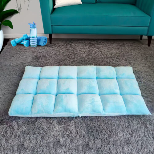 Floor Recliner Collapsible Lounge Sofa Couch Folding Chair Cushion Light Blue - Image 6