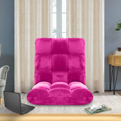 Floor Recliner Folding Lounge Sofa Futon Couch Folding Chair Cushion Pink - Image 5