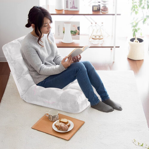 Floor Recliner Folding Lounge Sofa Futon Couch Folding Chair Cushion White - Image 7