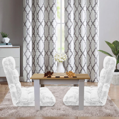 Floor Recliner Folding Lounge Sofa Futon Couch Folding Chair Cushion White - Image 8