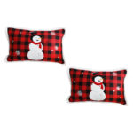 2x 30cm Throw Pillow Red Christmas Snowman Lumbar Cushion for Festive Winter Decor
