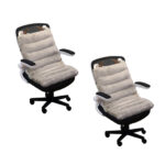 2x Grey One Piece Siamese Cushion Office Sedentary Butt Mat Back Waist Chair Support Decor with Buffalo Ears