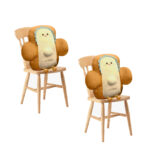 2x 58cm Smiley Face Toast Bread Cushion Stuffed Car Seat Plush Cartoon Back Support Pillow Decor