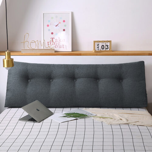100cm Dark Grey Wedge Bed Pillow Headboard Backrest Bedside Tatami Cushion Decor - Image 2