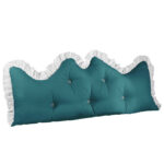150cm Blue-Green Princess Bed Pillow Headboard Backrest Bedside Tatami Sofa Cushion with Ruffle Lace Decor