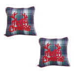 2x 45cm Throw Pillow Multicolor Christmas Plaid with Antler for Festive Square Cushion Decor