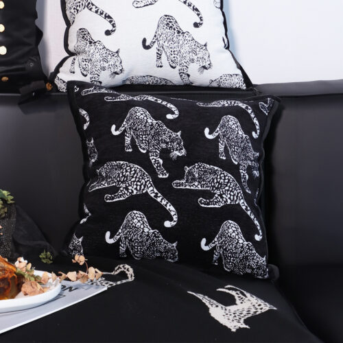 2x 45cm Throw Pillow Black Leopard Light Luxury Decorative Cushion for Living Room - Image 2