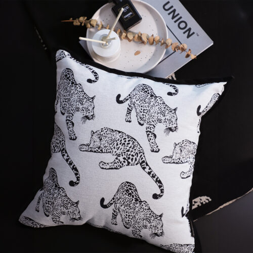 2x 45cm Throw Pillow White Black Leopard Light Luxury Decorative Cushion for Living Room - Image 2