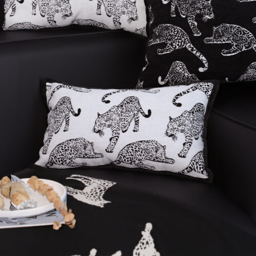 2x 30cm Throw Pillow White Black Leopard Light Luxury Lumbar Decorative Cushion for Living Room - Image 6