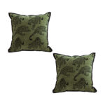 2x 40cm Throw Pillow Green Leopard Square Retro Decorative Cushion for Living Room