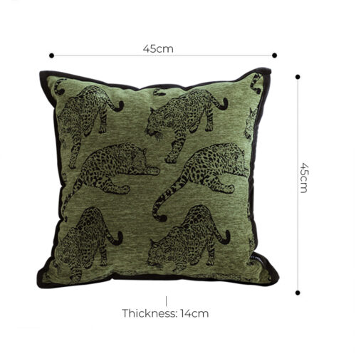 2x 40cm Throw Pillow Green Leopard Square Retro Decorative Cushion for Living Room - Image 4