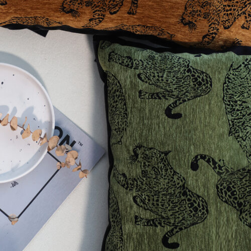 2x 30cm Throw Pillow Green Leopard Lumbar Decorative Cushion for Living Room Decor - Image 2