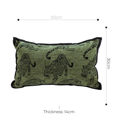 2x 30cm Throw Pillow Green Leopard Lumbar Decorative Cushion for Living Room Decor - Image 4