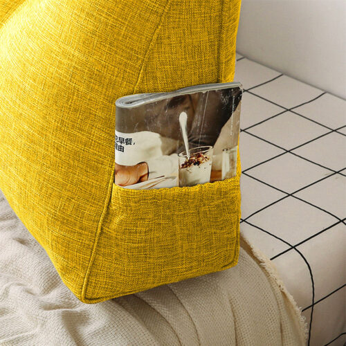 100cm Yellow Wedge Bed Pillow Headboard Backrest Bedside Tatami Cushion Decor - Image 4