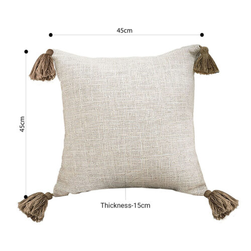 2x 50cm Beige Pillow Textured Throw Cover Luxurious Rib Knit Ribbed Cotton Throw Pillow - Image 5