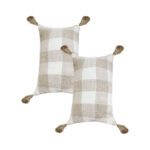 2x 35CM Pillow Lumbar Cover Decorative Plaid Farmhouse Cushion Throw Pillow