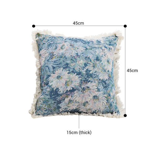 2x 50cm Oil Painting Shabby Chic Handmade Full Floral Needlepoint Throw Pillow