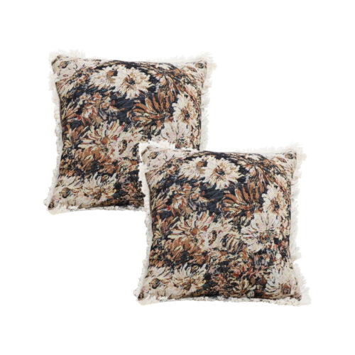 2x 50cm Vintage Oil Painting Color Raised Embroidery Empress Flower Throw Pillow