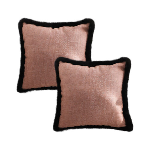 2x 50cm Mid-century Raised Embroidery Texture Edged Square Throw Pillow