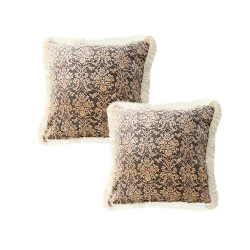 2x 45cm Wabi-sabi Floral Cover Vintage Dark Floral Tassel Square Throw Pillow