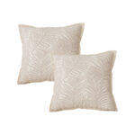 2x 45cm Elegant Palm Leaf Texture Jacquard Square Throw Pillow