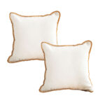 2x 45cm Warm Wood Tone Apricot Shell Edged Square Throw Pillow