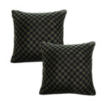 2x 45cm Urban Light Luxury Pillow Dark Night Green Checkered Square Throw Pillow