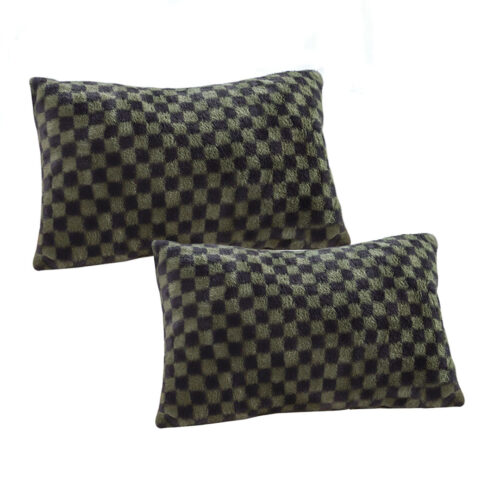 2x 30cm Urban Light Luxury Dark Green Checkered Lumbar Throw Pillow