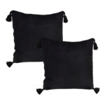 2x Black Vintage Butterfly Pillow Tassel Velvet Square Throw Pillow