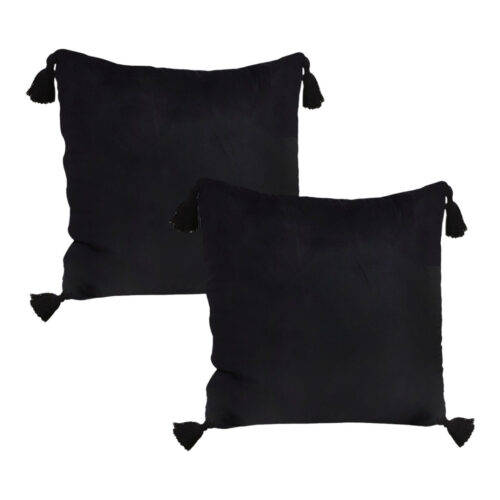 2x Black Vintage Butterfly Pillow Tassel Velvet Square Throw Pillow
