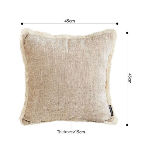 2x 45cm Milk Coffee Chenille Texture Tassel Square Throw pillow - Image 5