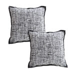 2x 45cm Vintage Leopard Print Sofa Black White Grid Wide Edge Square Throw Pillow