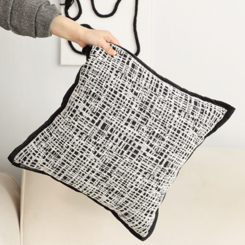 2x 45cm Vintage Leopard Print Sofa Black White Grid Wide Edge Square Throw Pillow - Image 6