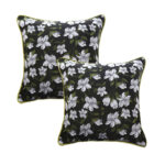 2x 45cm Subtle Foliage Green Pillow Subtle Orchid Blossom Square Throw Pillow