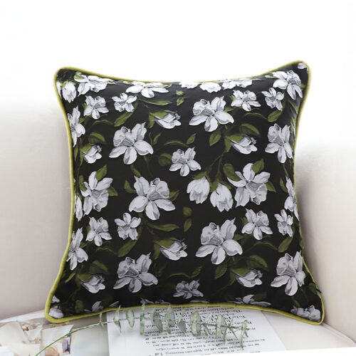 2x 45cm Subtle Foliage Green Pillow Subtle Orchid Blossom Square Throw Pillow - Image 2
