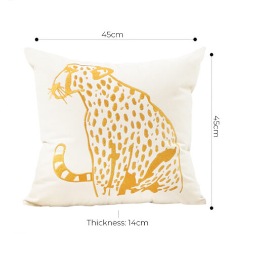 45cm Throw Pillow White Light Luxury with Golden Leopard Decorative Square Cushion Decor - Image 4