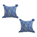 2x 45cm Throw Pillow Deep Sea Blue Gradient Dyed Decorative Soft Square for Couch or Bed